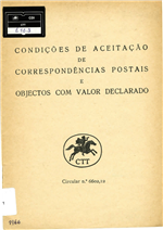 Condições de aceitação de correspondências postais e objectos com valor declarado