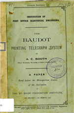 The Baudot printing telegraph system