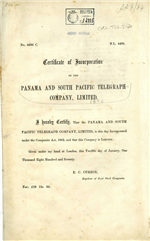 Certificate of Incorporation of the panama adn south pacific telegraph company, limited