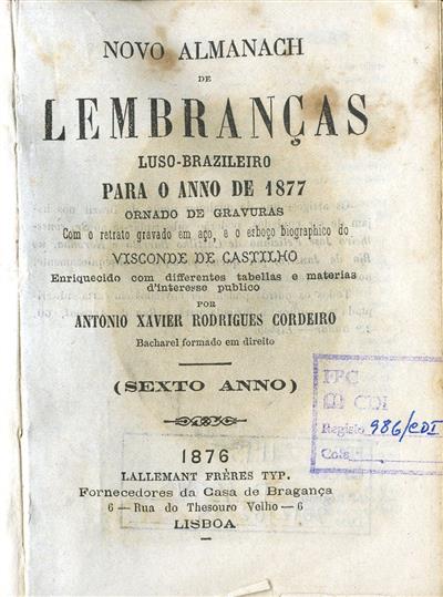 Folha de rosto_Novo almanach de lembranças luso-brazileiro para o anno de 1887