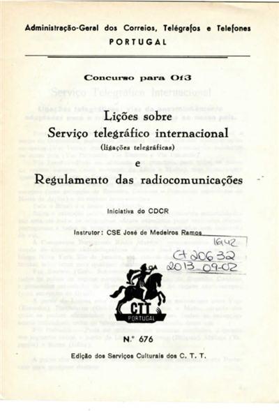 Lições sobre serviço telegráfico internacional (ligações telegráficas) : e regulamento das radiocomunicações