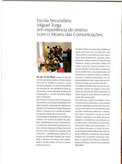 Escola Secundária Miguel Torga em experiencia de ensino com o Museu das Comunicações