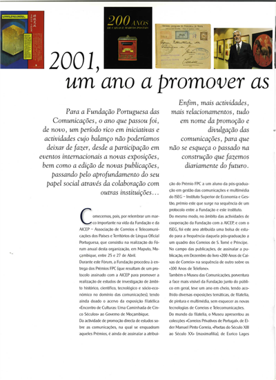 2001 um ano a promover as comunicações
