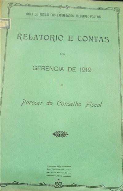 capa_Relatório e contas da gerência de 1919 e parecer do conselho fiscal