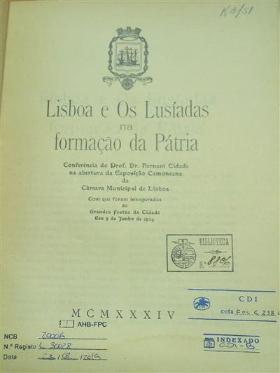 capa_Lisboa e Os Lusíadas na formação da Pátria /