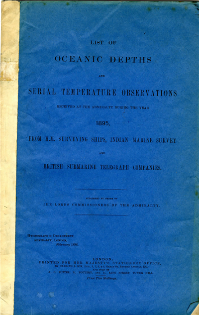Listm Of Oceanic Depths 1895
