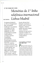 Memórias da 1 linha telefónica internacional Lisboa-Madrid