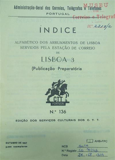 capa_Indice alfabético dos arruamentos de Lisboa servidos pela estação de correio de Lisboa 3