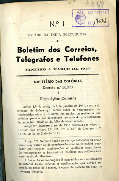 Boletim dos Correios, Telegrafos e Telefones