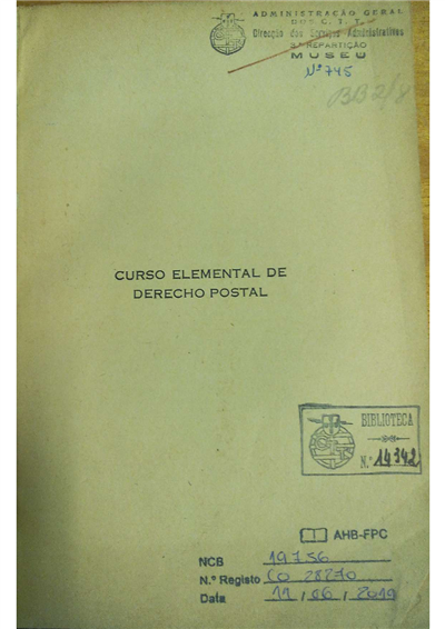 capa_Curso elemental de derecho postal : obra de texto de la escuela postal de los estados unidos de Venezuela
