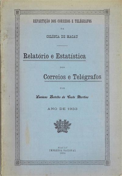 Capa "Relatório e Estatística dos Correios e Telégrafos"