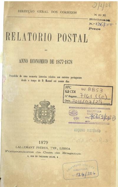 Relatorio Postal do anno economico de 1877-1878_CO 7161