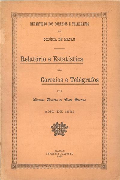 Capa do livro"Relatório e Estatística dos Correios e Telégrafos"