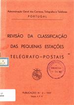 Capa "Revisão da classificação das pequenas estações telegrafo-postais"