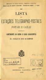 1898_Lista das estações telegrapho-postaes_postaes e caixas existentes no continente do reino e ilhas adjacentes com a designação dos serviços que desempenham