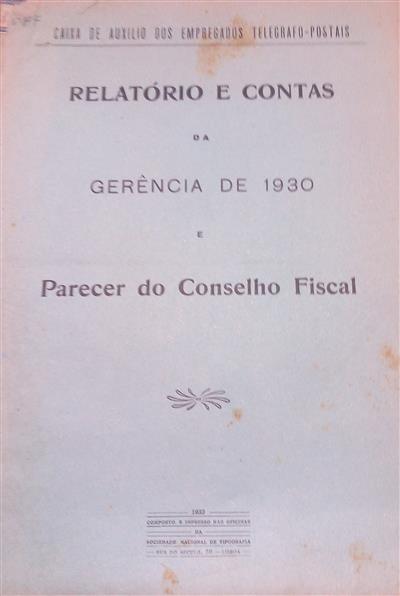 capa_Relatório e contas da gerência de 1930 e parecer do conselho fiscal