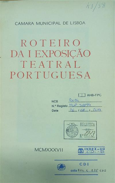 capa_Roteiro da I exposição teatral portuguesa