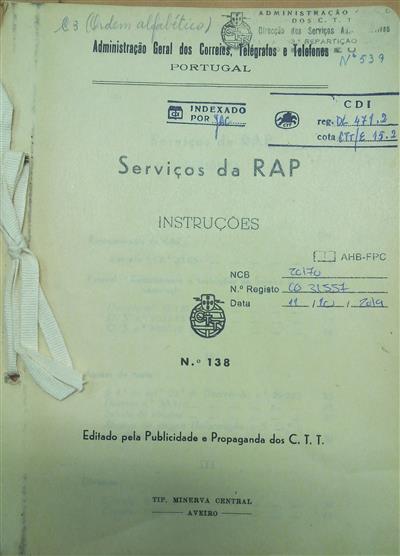 capa_Serviços da RAP : Instruções