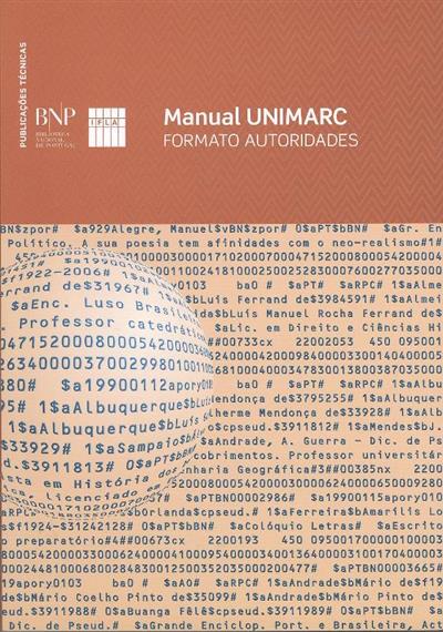 Capa "Manual UNIMARC: formato autoridades"
