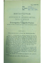 capa_Estatutos da associação de socorros mútuos caixa de auxilio dos empregados telégrafo-postais : aprovados em sessões de assembleia geral de 17,19,25 e 26 de Setembro de 1924