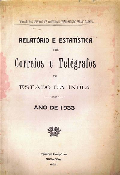 Capa"Relatório e estatística dos Correios e Telégrados do Estado da Índia"