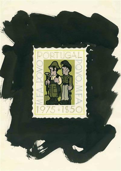 Prova original da emissão de selos " Campanha de dinamização cultural e esclarecimento cívico" João Abel Manta 1975