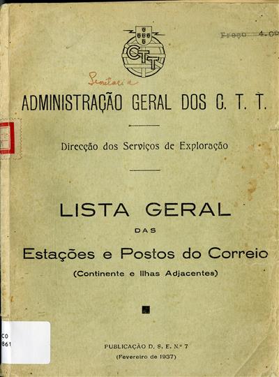 1936_Lista geral das estações e postos do correio (continente e ilhas adjacentes)