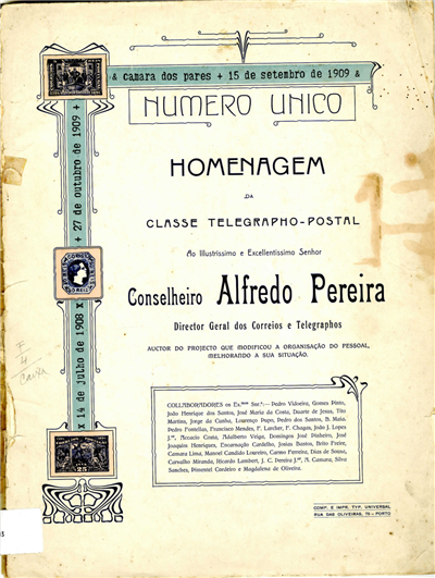 Homenagem da classe telegrapho-postal ao illustrissímo e excellentíssimo senhor conselheiro Alfredo Pereira
