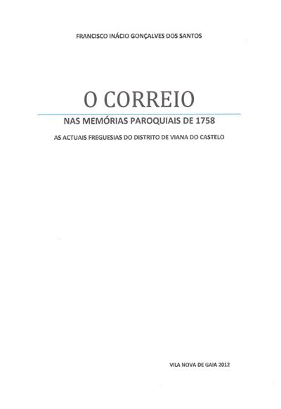 Capa "O correio nas memórias paroquiais de 1758"