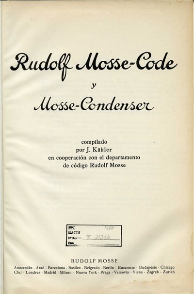 Rudolf Mosse-Code y Mosse Condenser