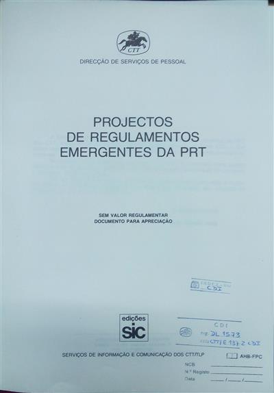 capa_Projectos de regulamentos emergentes da PRT