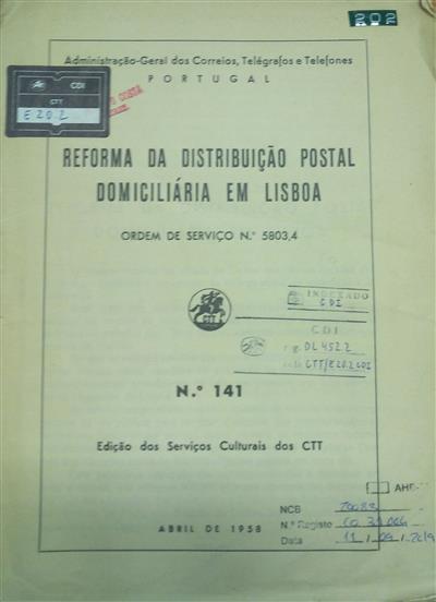 Reforma da distribuição postal domiciliária em Lisboa