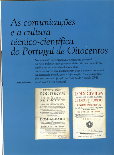 As Comunicações e a cultura tecnico- cientifica do Portugal e Oitocentos