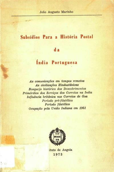 Capa "Subsídios para a História Postal da Índia Portuguesa"